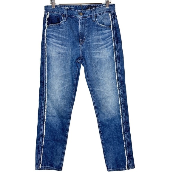 AG Adriano Goldschmied Tuxedo Stripe Ex Boyfriend Slouchy Slim Jeans Women’s 27 - Picture 1 of 13